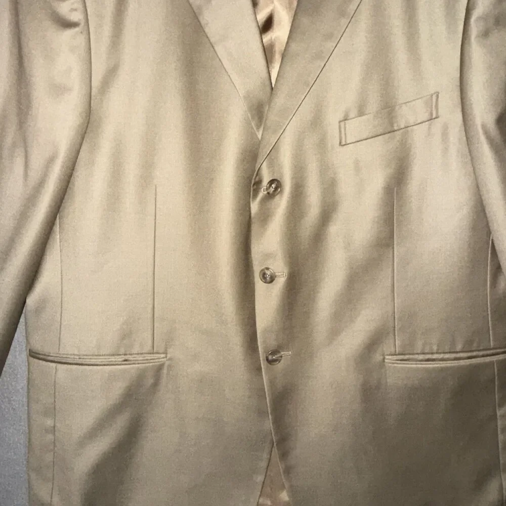 John W. Nordstrom Suit Jacket Blazer 48R Loro Piana Super 120s Wool 3-Button Tan